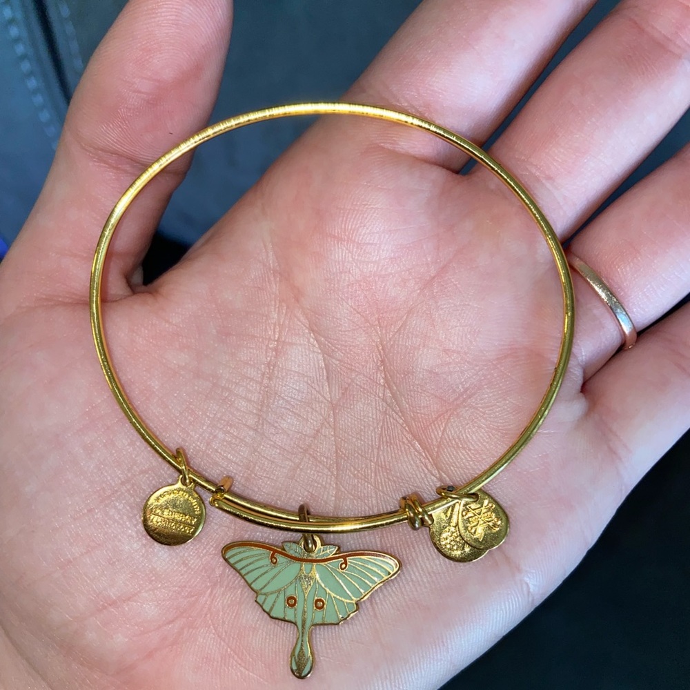 Alex and ani gold Luna moth charm bracelet